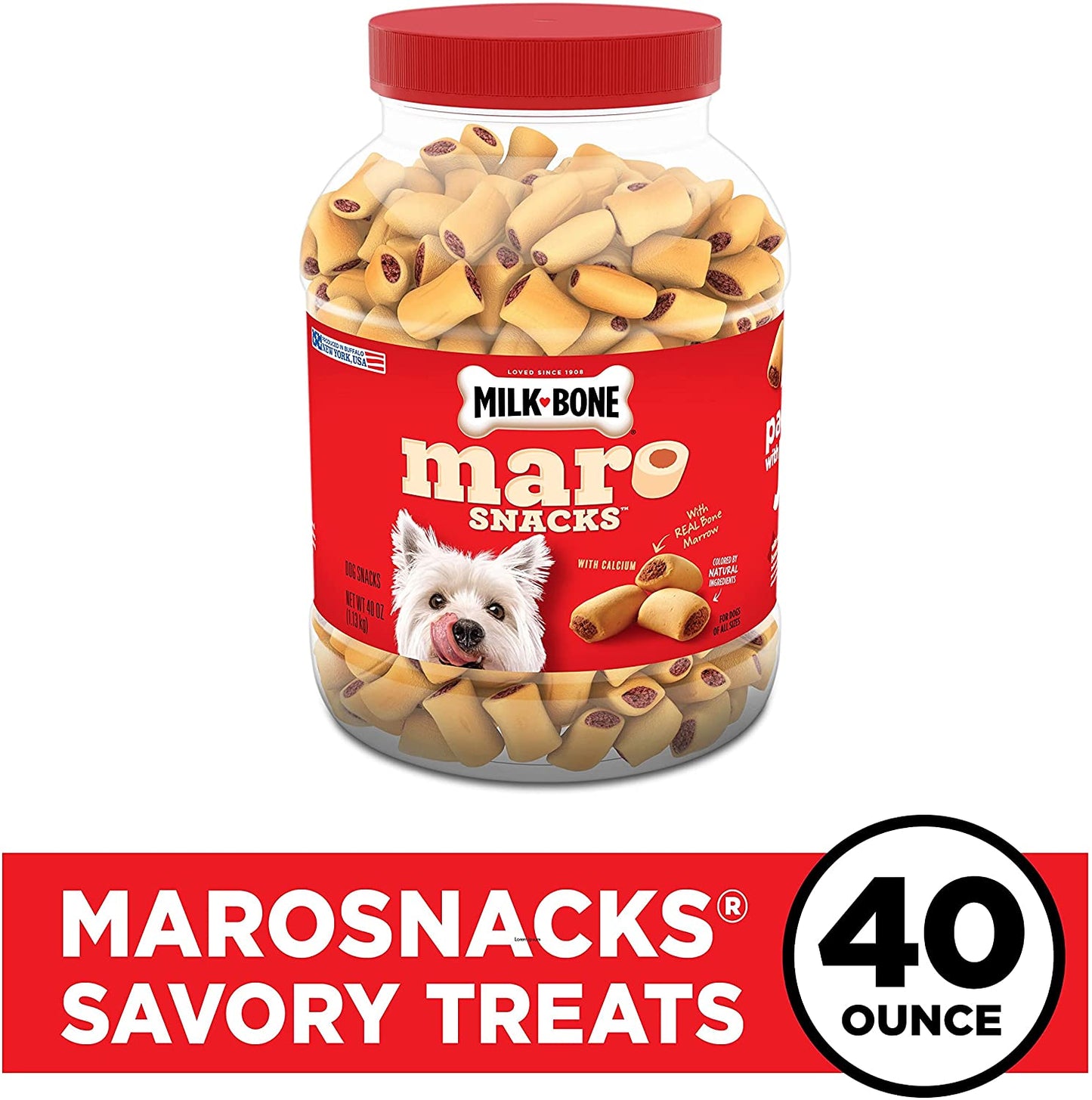 Milk-Bone MaroSnacks Dog Treats with Real Bone Marrow and Calcium, 40 oz. / 1.13 kg