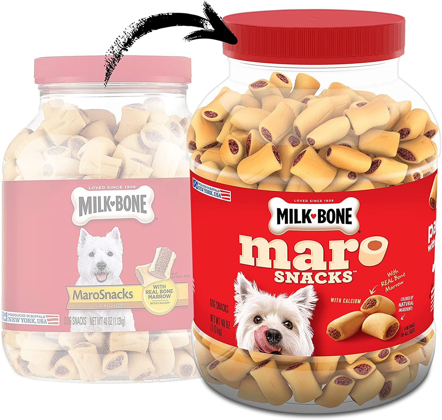 Milk-Bone MaroSnacks Dog Treats with Real Bone Marrow and Calcium, 40 oz. / 1.13 kg