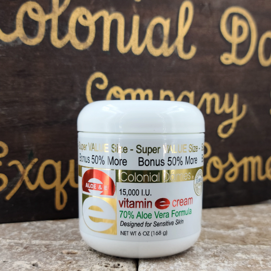 Colonial Dames Aloe & E Vitamin E Cream 15,000 IU with 70% Aloe Vera Formula for Sensitive Skin, 6 oz. / 168g