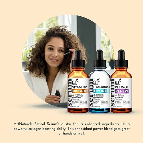 ArtNaturals Anti-Aging Set with Vitamin-C Retinol and Hyaluronic-Acid (3 x 1 fl oz) Serum
