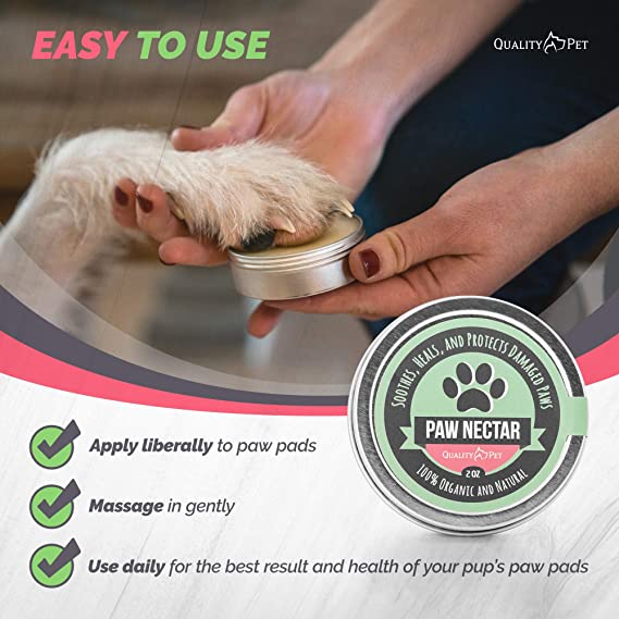 Quality Pet Paw Nectar Dog Paw Balm Heals Repairs & Restores Damaged Paws Natural Cream Butter 2 oz