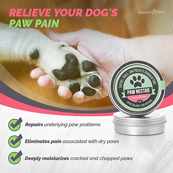 Quality Pet Paw Nectar Dog Paw Balm Heals Repairs & Restores Damaged Paws Natural Cream Butter 2 oz