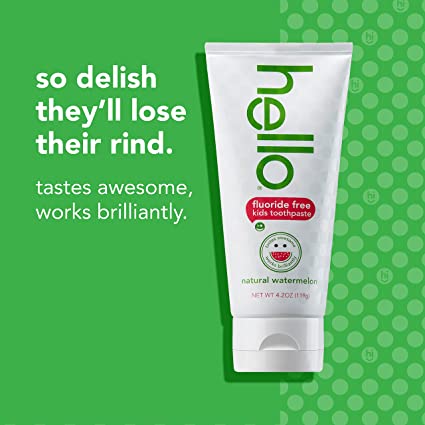 Hello Natural Kids Fluoride Free Toothpaste Vegan, Gluten Free, Removes Plaque Kids All Ages Watermelon Flavor 119 g