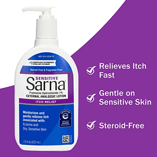 Sarna Sensitive External Itch Relief Moisturizing Lotion Fragrance Free 222 ml