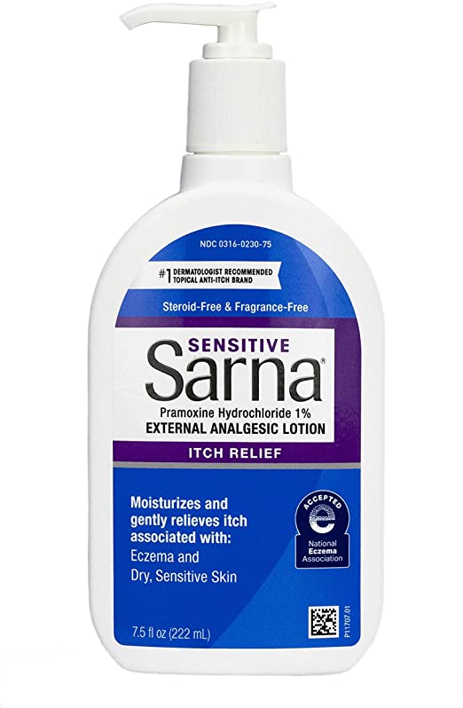 Sarna Sensitive External Itch Relief Moisturizing Lotion Fragrance Free 222 ml