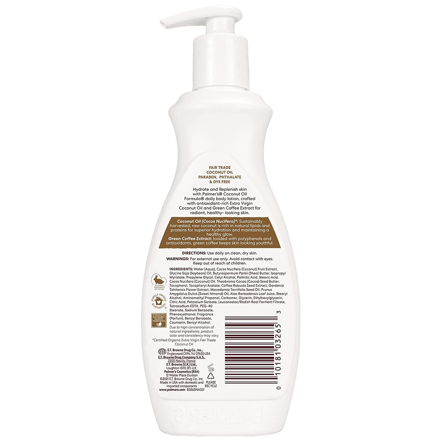 Palmer's Coconut Oil Formula with Vitamin E Coconut Hydrate Daily Body Lotion with Green Coffee, 13.5 fl.oz / 400ml