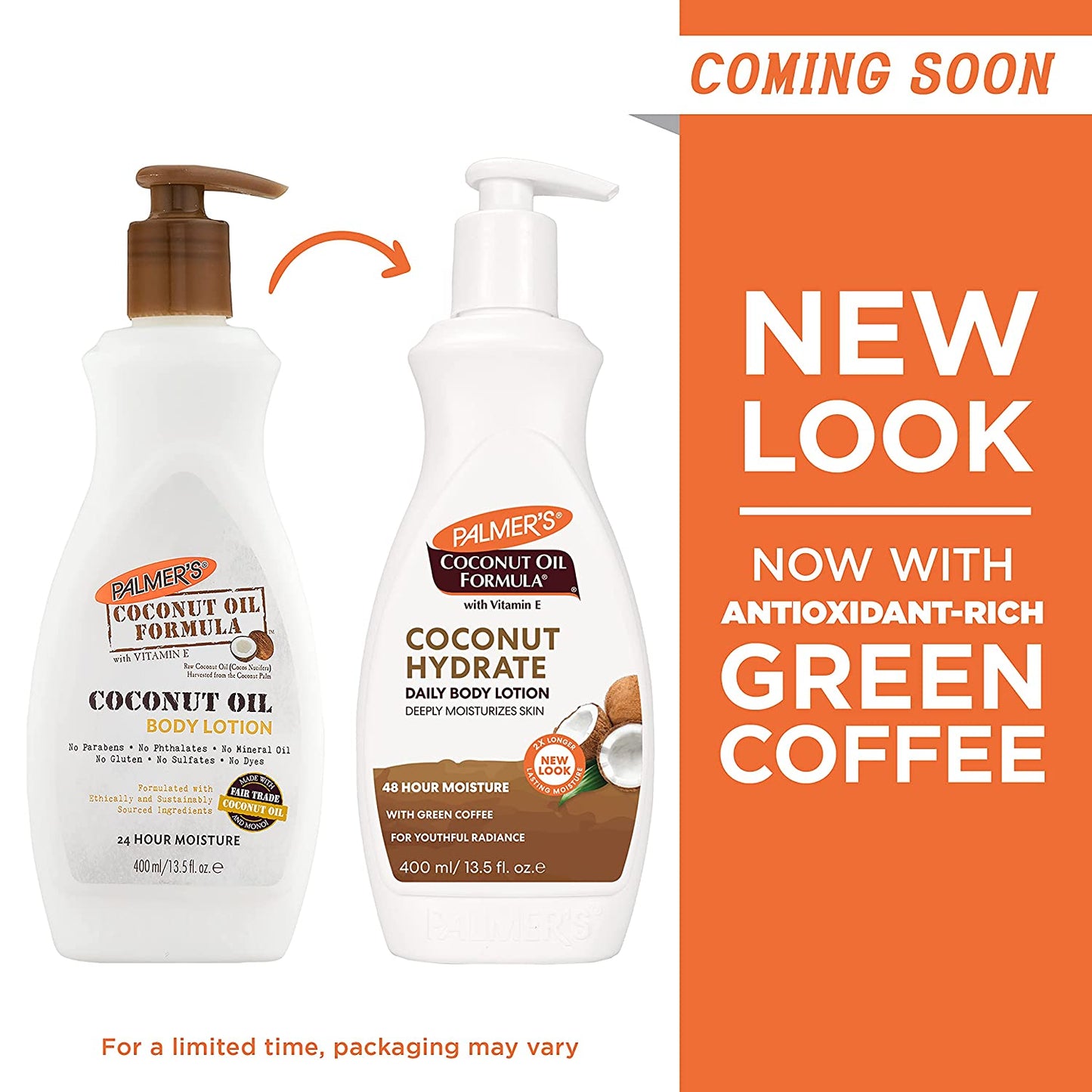 Palmer's Coconut Oil Formula with Vitamin E Coconut Hydrate Daily Body Lotion with Green Coffee, 13.5 fl.oz / 400ml