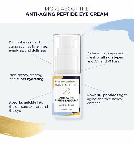 Anti Aging Eye Cream For Dark Circles & Under Eye Bags By Alana Mitchell Skin Care The Best Natural Firming Peptide Eye Cream For Wrinkles & Puffiness .5oz