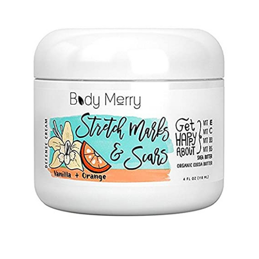 Body Merry Vanilla + Orange Stretch Marks & Scars with Shea & Cocoa Butter Cream, 4floz 118ml