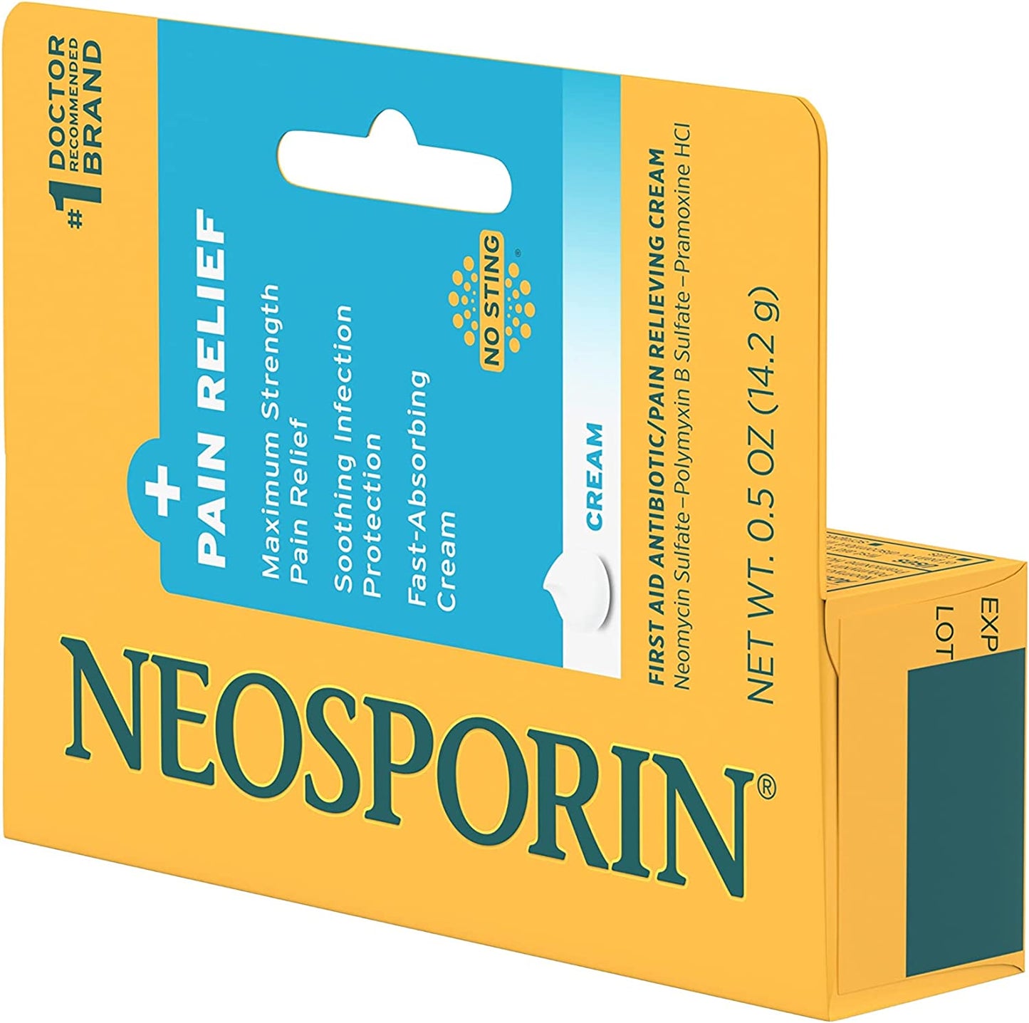 Neosporin Pain Relief, Soothing Infection Protection & Fast Absorbing Cream No Sting 0.5oz (14.2g)