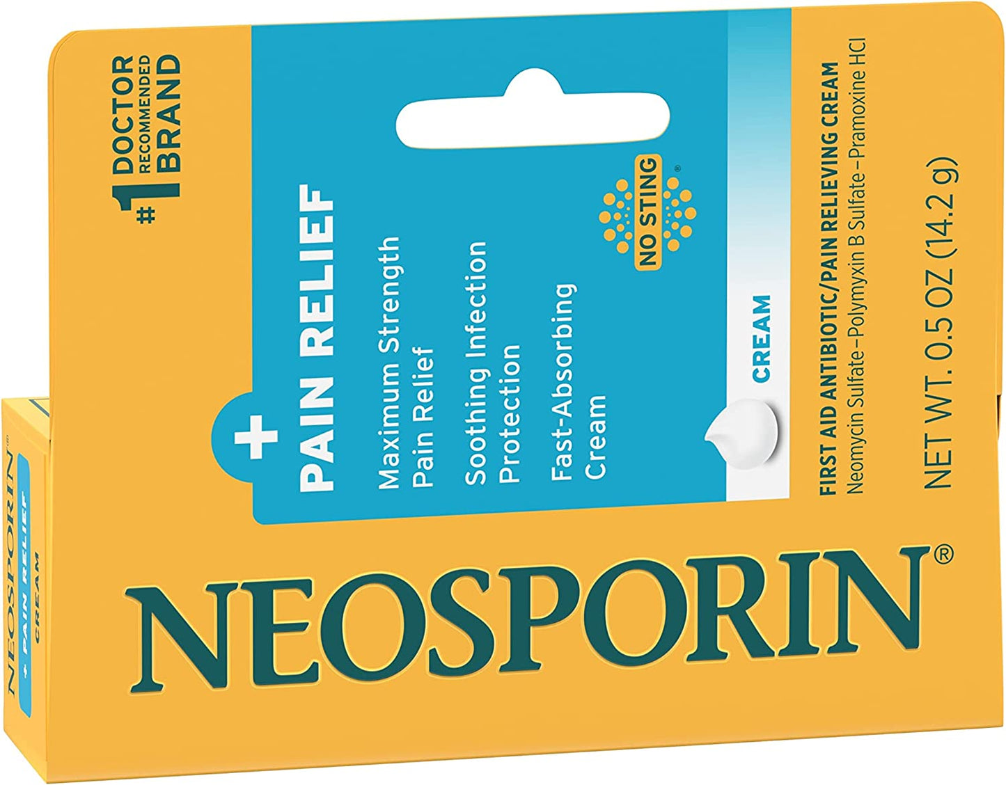 Neosporin Pain Relief, Soothing Infection Protection & Fast Absorbing Cream No Sting 0.5oz (14.2g)