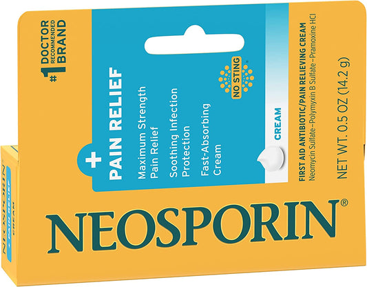 Neosporin Pain Relief, Soothing Infection Protection & Fast Absorbing Cream No Sting 0.5oz (14.2g)