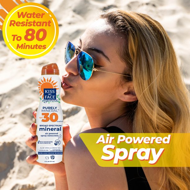 Kiss My Face Purely Mineral SPF30 broad Spectrum Mineral Aloe Vera & Green Tea 6fl.oz. 177mL