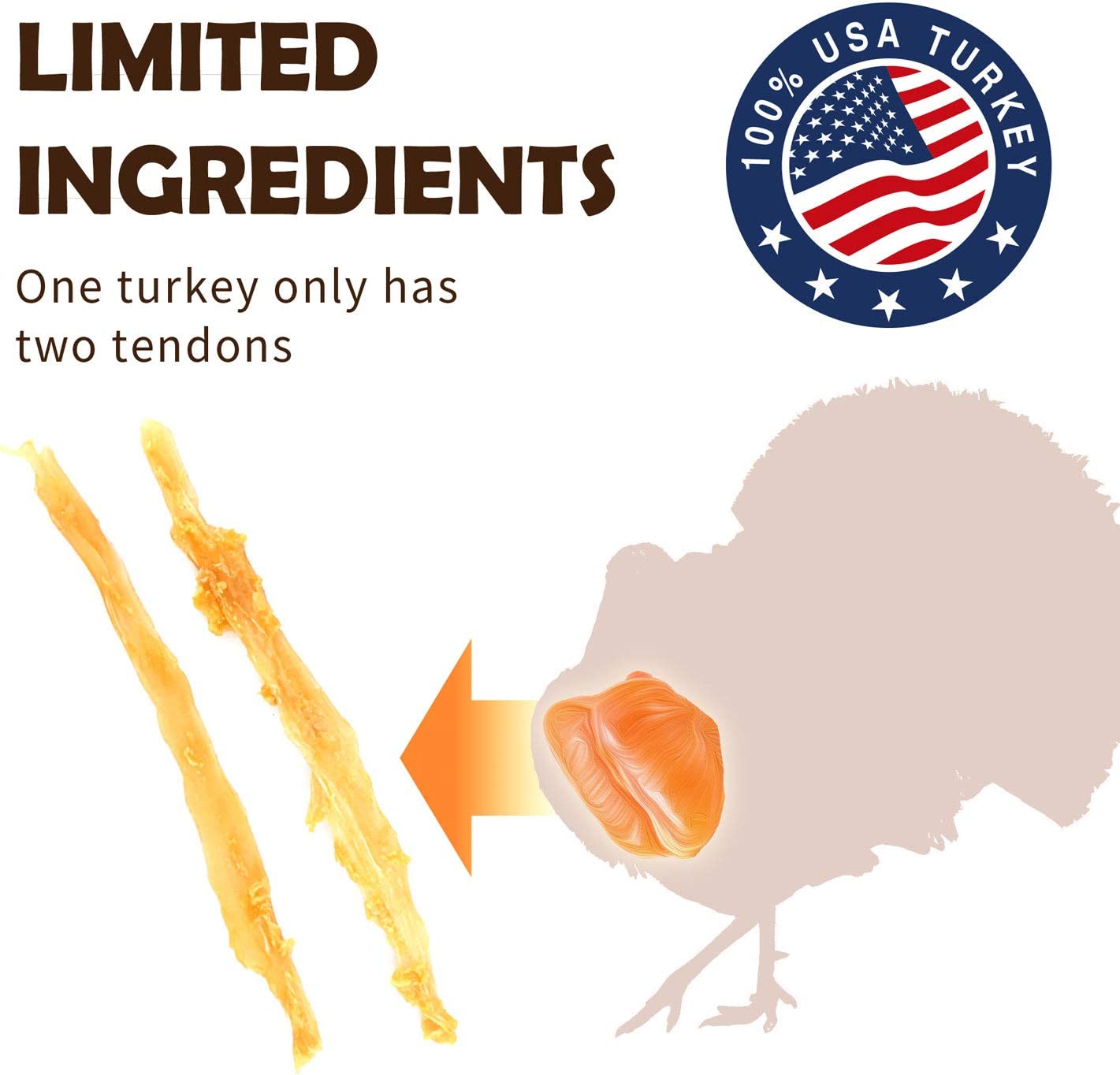 AFreschi Natural Turkey Tendon Strip Dog Treats Long Lasting Chews & Easily Digestible 85 g