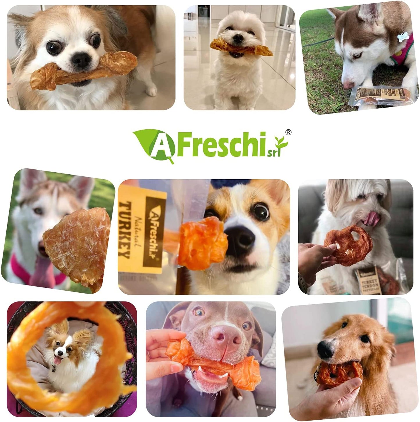 AFreschi Natural Turkey Tendon Strip Dog Treats Long Lasting Chews & Easily Digestible 85 g
