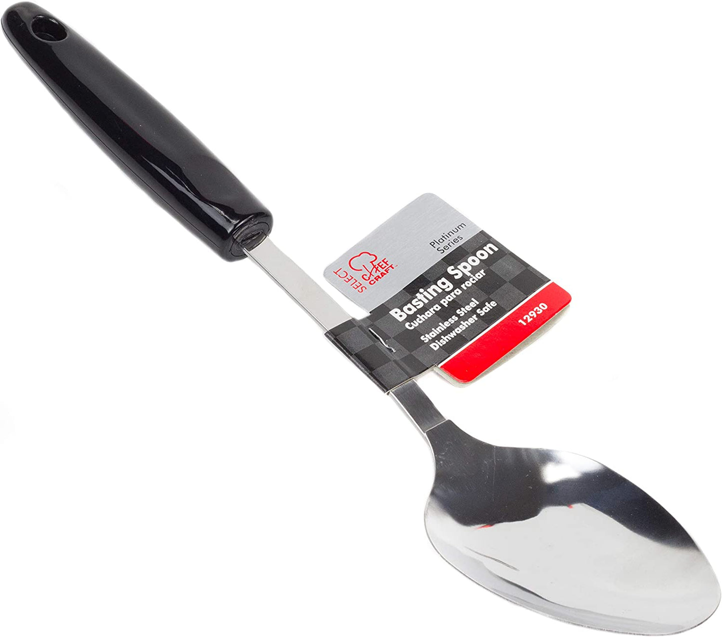 Chef Craft 12930 Stainless Steel Black Basting Spoon from 12 in Oal and Chrome 1 Count