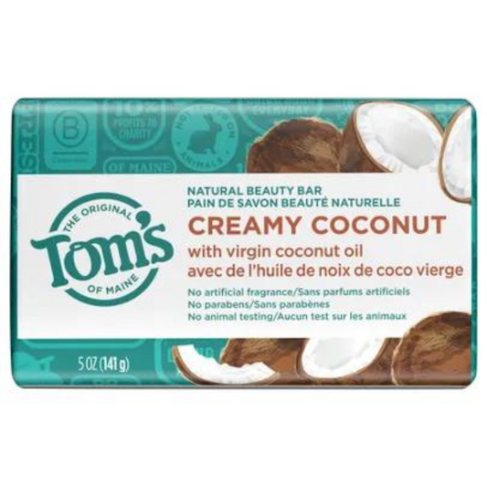 Tom’s of Maine Natural Beauty Bar, Bar Soap, Natural Soap, Creamy Coconut with Virgin Coconut Oil, 5 Ounce
