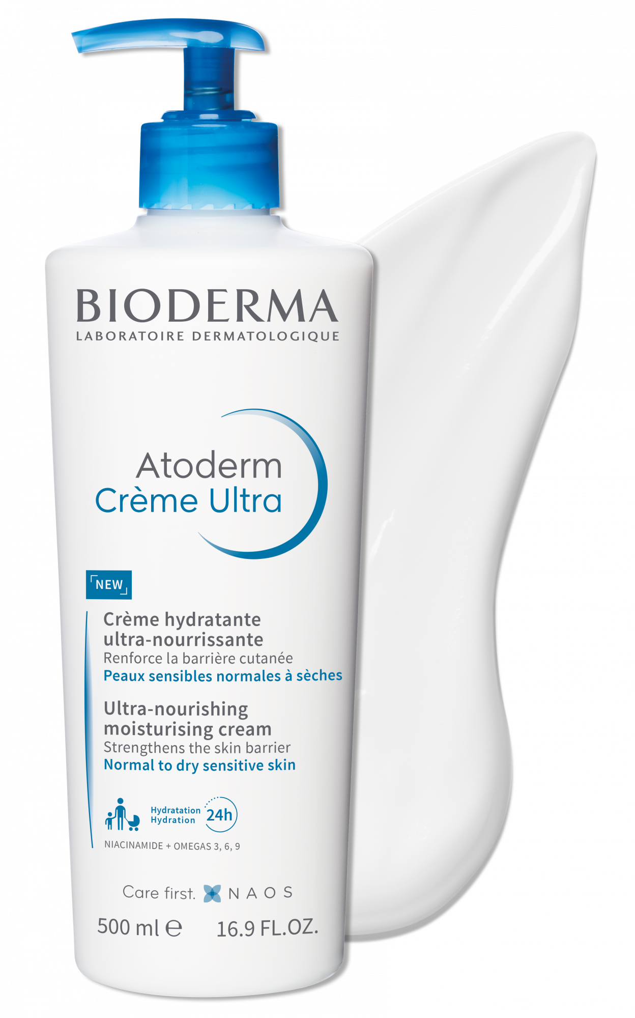 Bioderma Atoderm Creme Ultra-Nourishing Cream for Normal to Dry Sensitive Skin, 16.9 fl.oz / 500ml