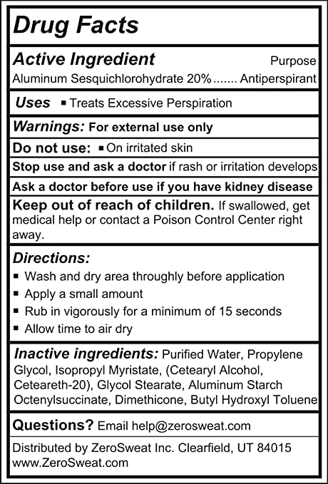 EXP 09/2025 ZeroSweat Antiperspirant 20% Deodorant Lotion | Clinical Strength Hyperhidrosis Treatment - Reduces Face and Body Sweating