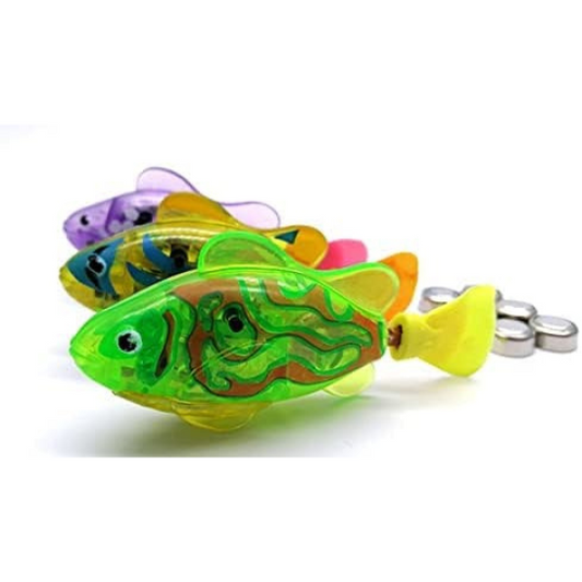 Interactive Robot Swimming Fish Toys for Cat,Best Water Cat Toy for Indoor Water,Led Light,Battery Include Random Color 1pc (PACKAGING MAY VARY)