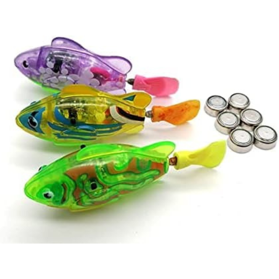 Interactive Robot Swimming Fish Toys for Cat,Best Water Cat Toy for Indoor Water,Led Light,Battery Include Random Color 1pc (PACKAGING MAY VARY)