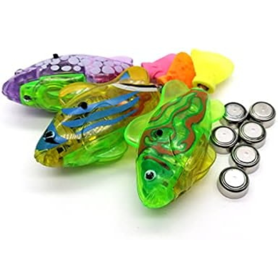 Interactive Robot Swimming Fish Toys for Cat,Best Water Cat Toy for Indoor Water,Led Light,Battery Include Random Color 1pc (PACKAGING MAY VARY)