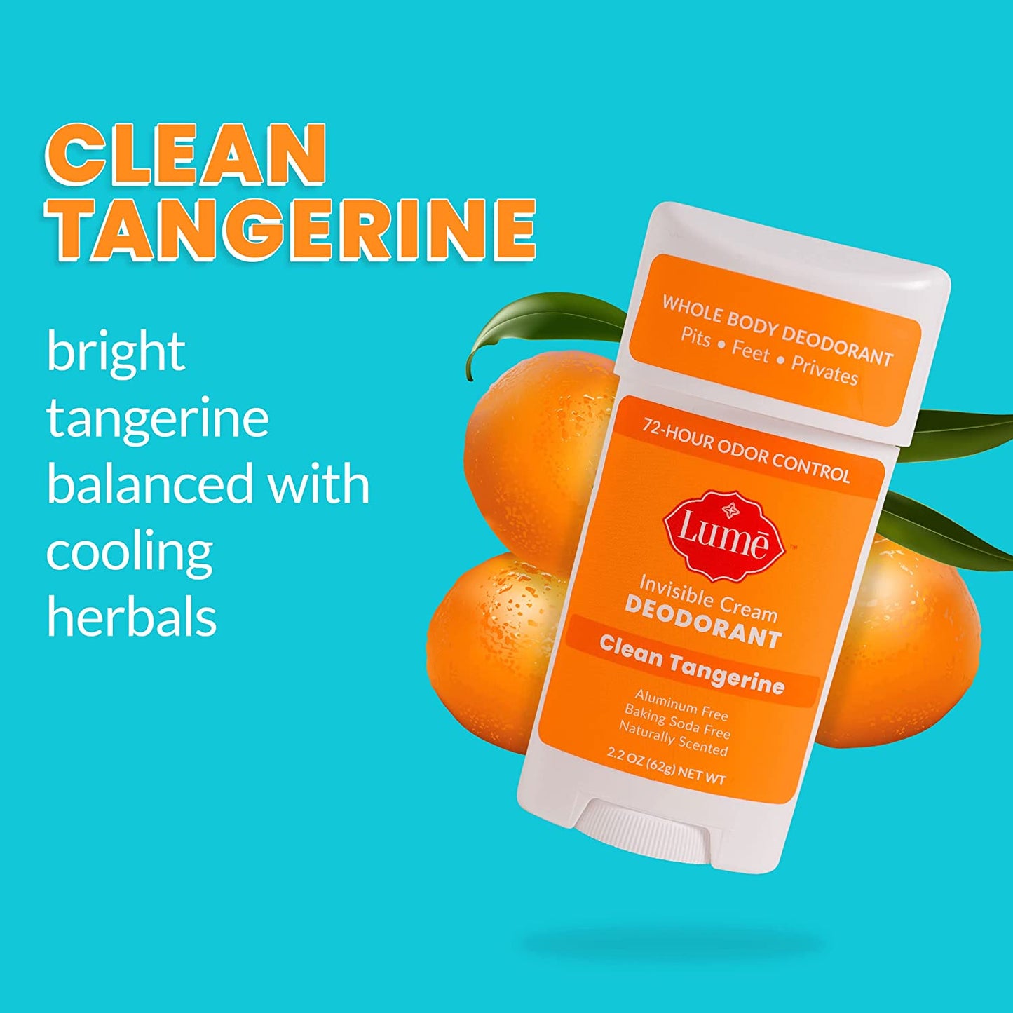 Lume Invisible Cream Deodorant Clean Tangerine 72 - Hour Odor Control 62g