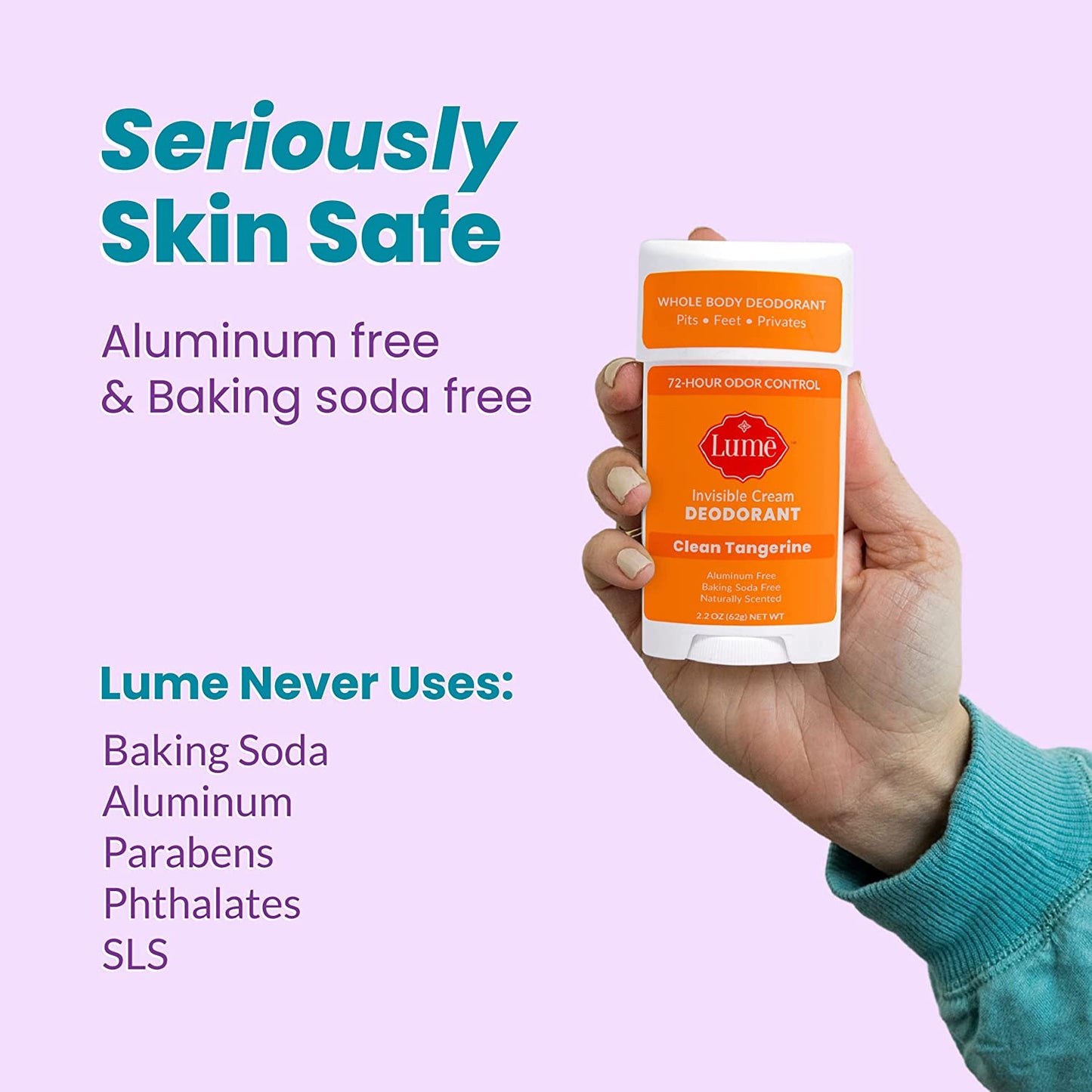 Lume Invisible Cream Deodorant Clean Tangerine 72 - Hour Odor Control 62g