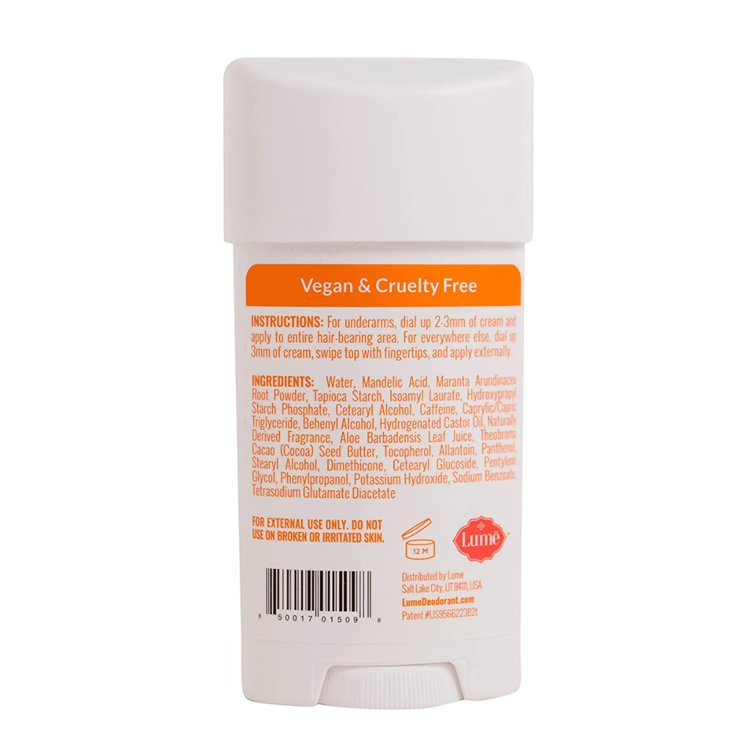 Lume Invisible Cream Deodorant Clean Tangerine 72 - Hour Odor Control 62g