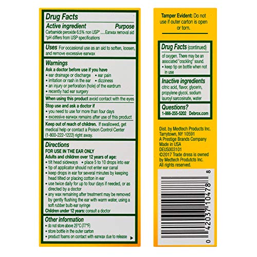 Debrox Earwax Removal Aid Microfoam Cleansing Action 0.5 Fl Oz (15ml)