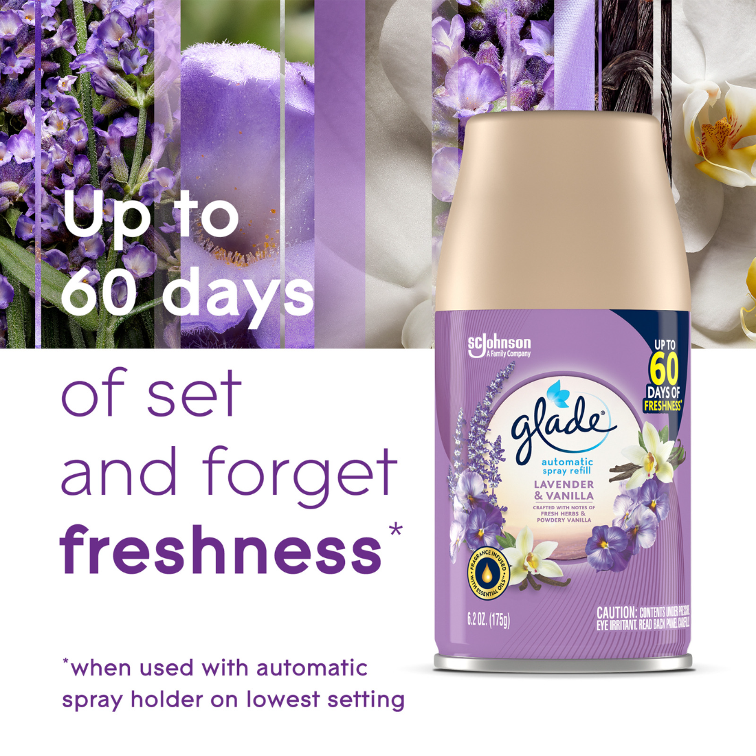 Glade Automatic Spray Refill Lavender & Vanilla Air Freshener Infused With Essential Oils 6.2 Oz