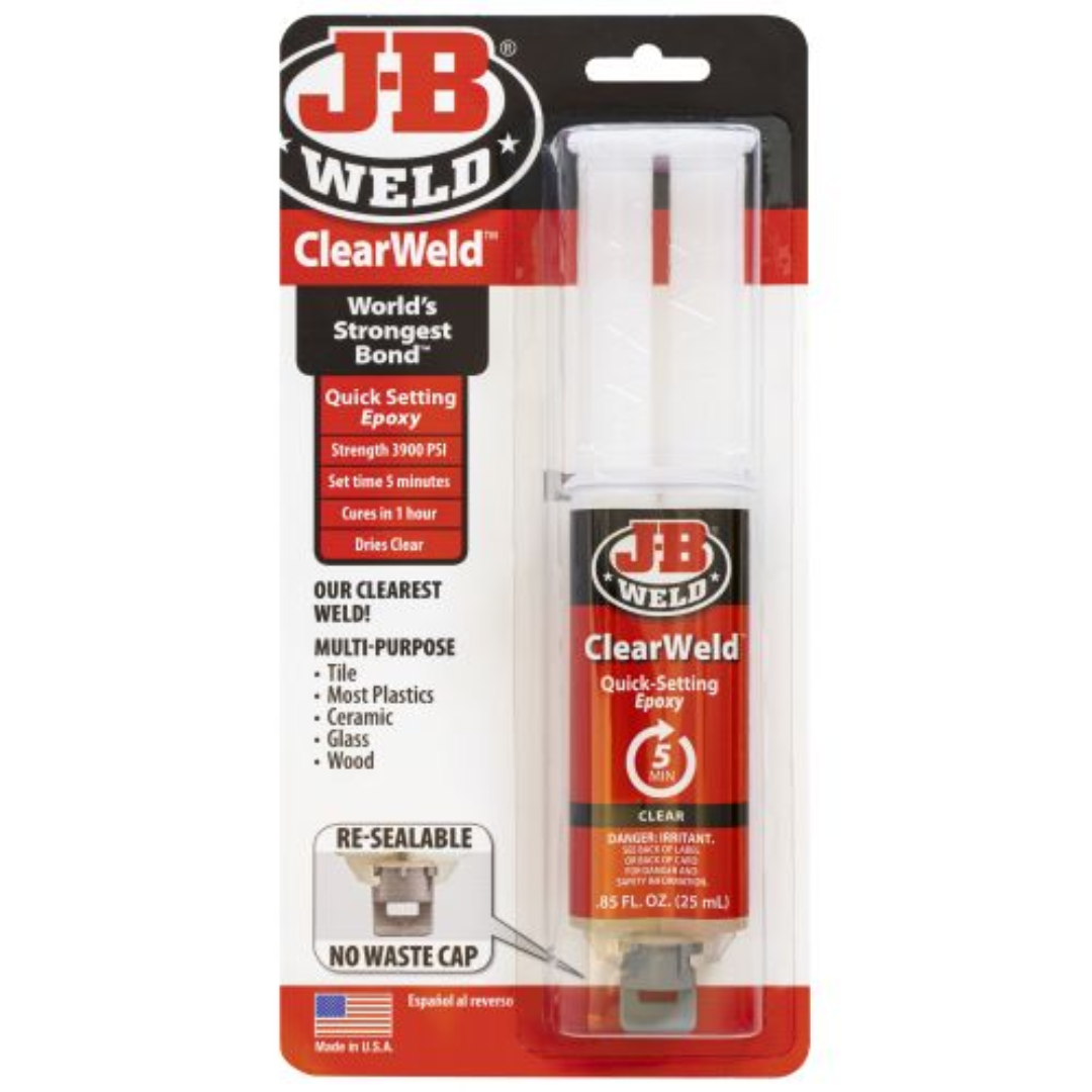 JB Weld ClearWeld Syringe Quick-Setting Epoxy, 0.85 fl.oz / 25ml (50112)