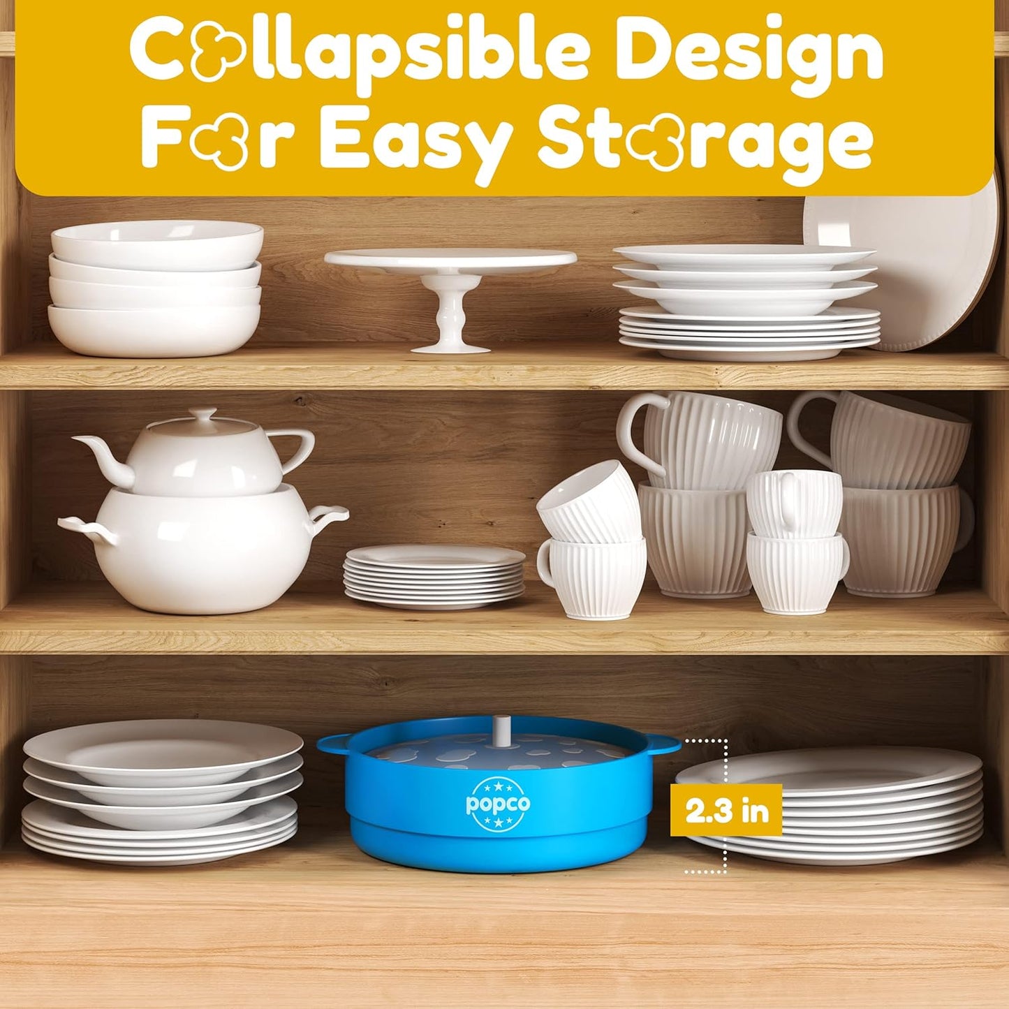 Popco Silicone Microwave Popcorn Popper With Handles (Black)