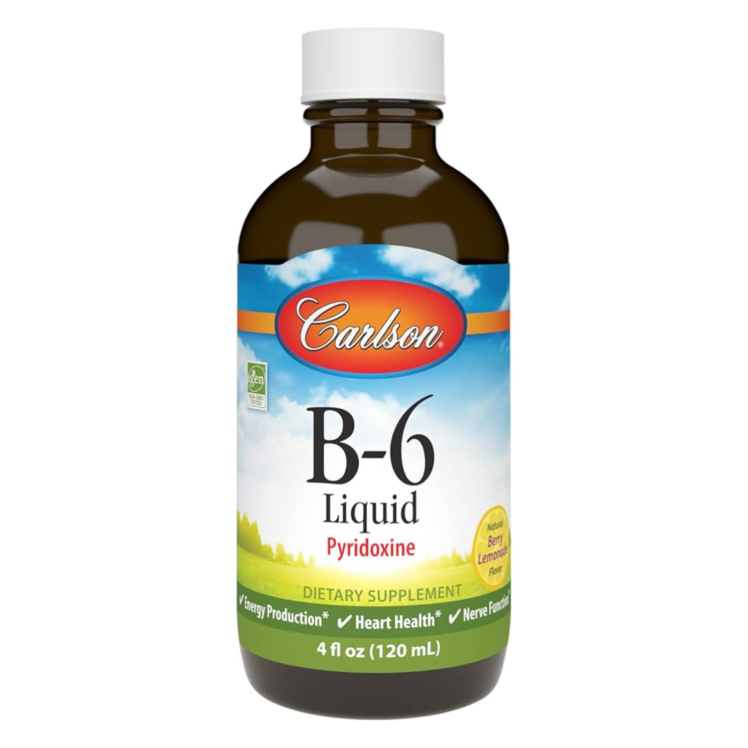 Carlson Liquid Vitamin B6 for Energy Production, Heart Health, Berry Lemonade 120 ml