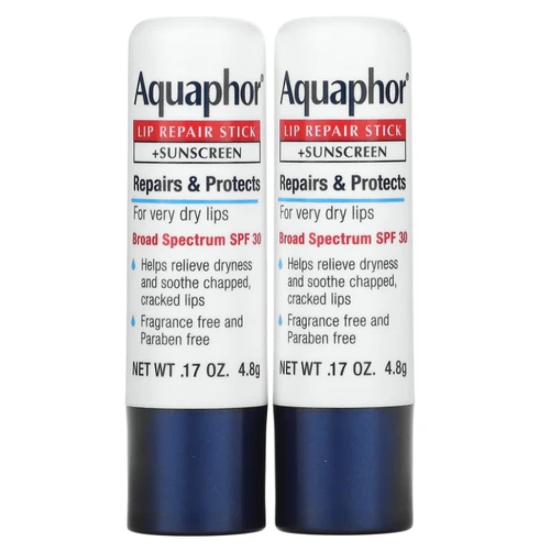Aquaphor Lip Repair Stick + Sunscreen SPF 30, 2 Sticks (.17 oz / 4.8 g ea) NOT CARDED