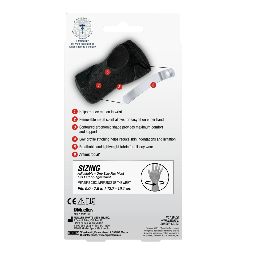 Mueller Sports Reversible Wrist Brace One Size Fits Most, 3 in 1 Moderate, 1 Brace