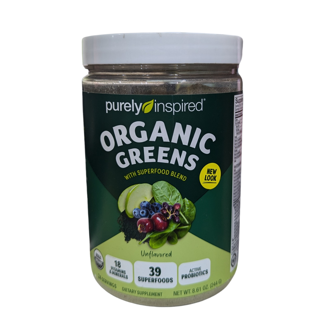 EXPIRY 11/2025 Purely Inspired Organic Greens With Superfood Blend Unflavored With 39 Super Foods 24 Servings 243g
