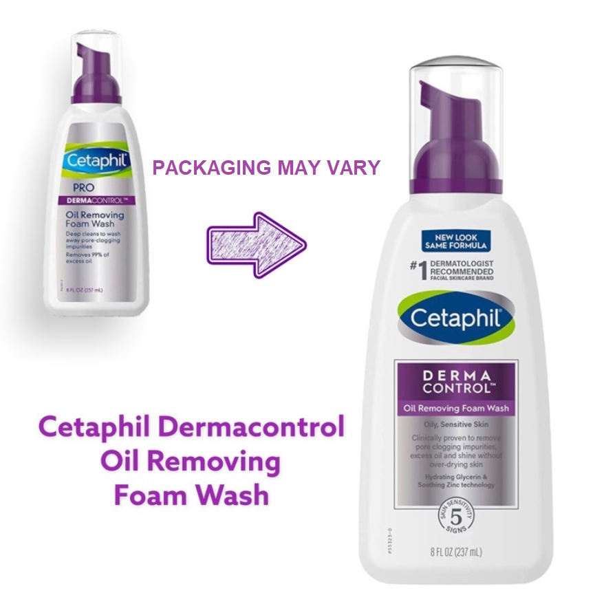 Cetaphil Derma Control Oil Removing Foam Wash Deep Cleansing, 8 fl.oz / 237ml PACKAGING MAY VARY