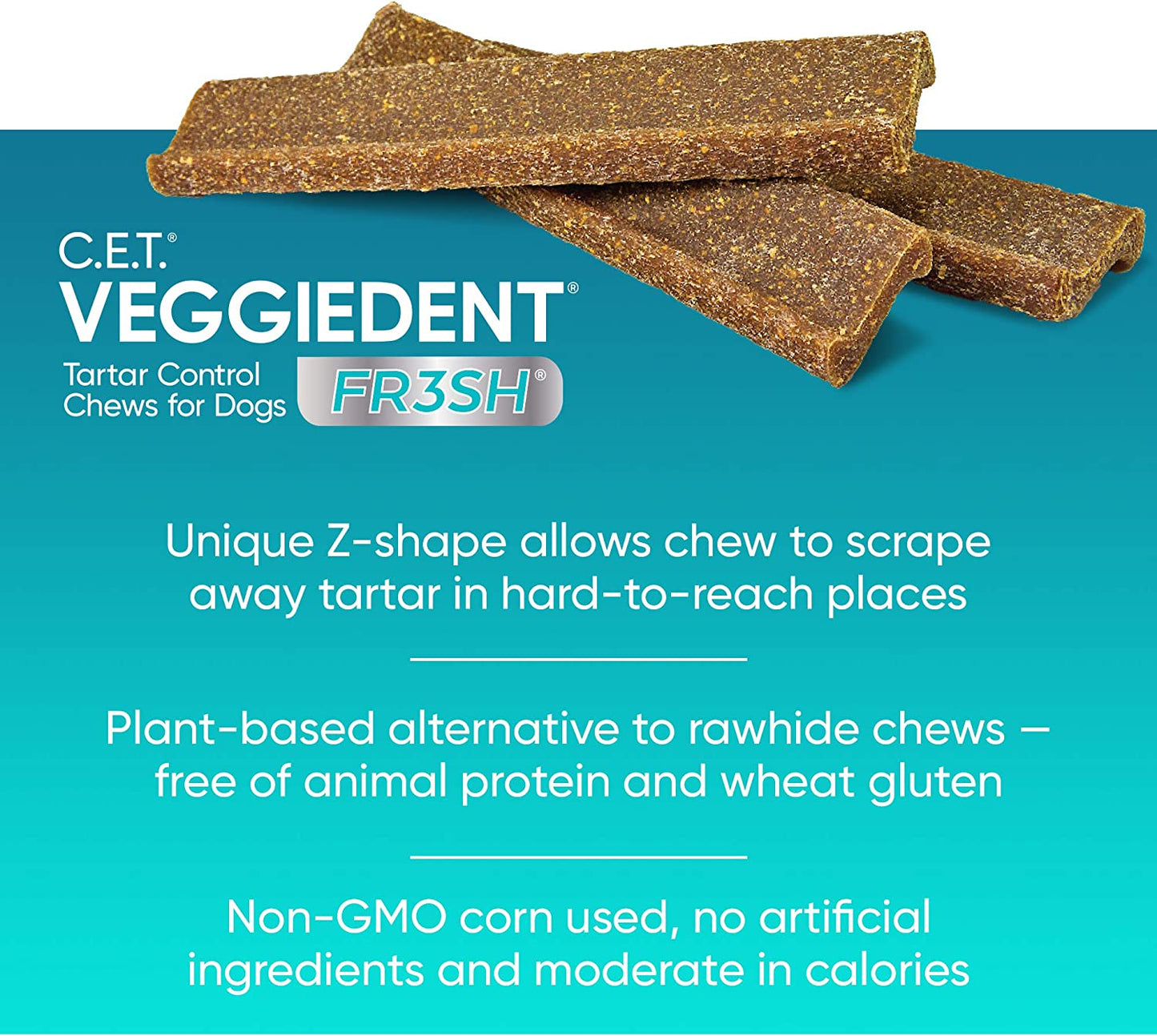 EXP 09/2025 Virbac C.E.T Veggiedent Fresh Tartar Control Chews For Dogs 30 Chews 456g