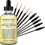 Majestic Pure Castor Oil for Eyelashes Growth Serum, Pure and Organic & Set of Mascara Brush and Eyeliner Applicator
