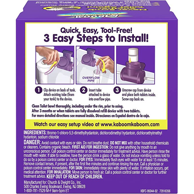 Kaboom Scrub Free Continuous Clean Refillable Toilet Cleaning System 1 Device 2 Pouches