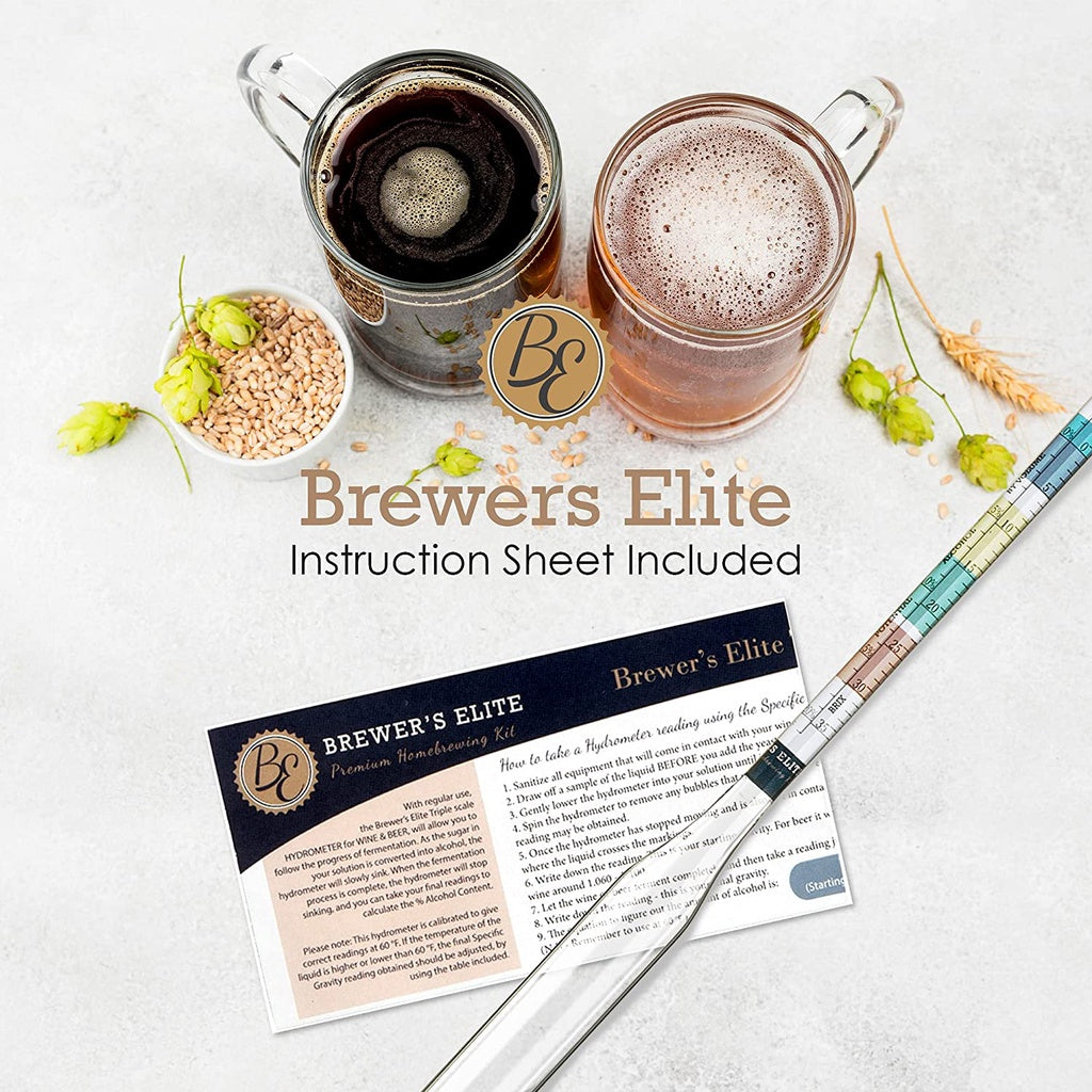 Brewer's Elite Premium Homebrewing Kit Hydrometer Specific Gravity ABV Tester