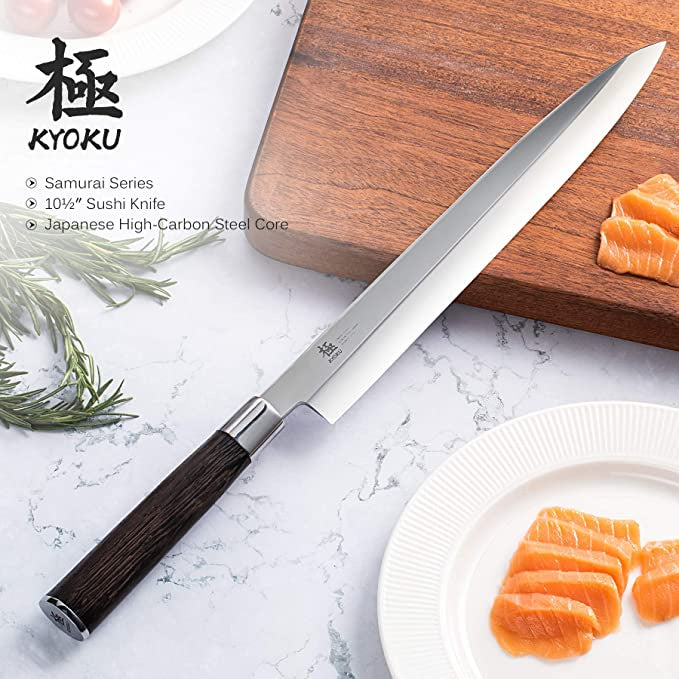 Kyoku Samurai Series Yanagiba Knife Japanese Sushi Sashimi Knives Superior Japanese Steel Wenge Woo