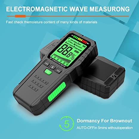 R&D Pinless Wood Moisture Meter Digital Moisture Detector Humidity Tester LCD 3 Color LED Bar