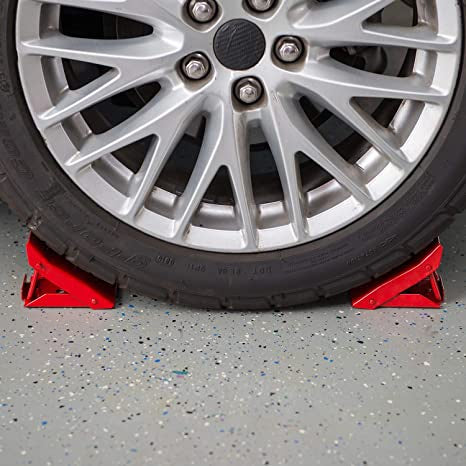 BIG RED 2 Pack Steel Wheel Chock Foldable Tire Stop for Car Color Red TD5775
