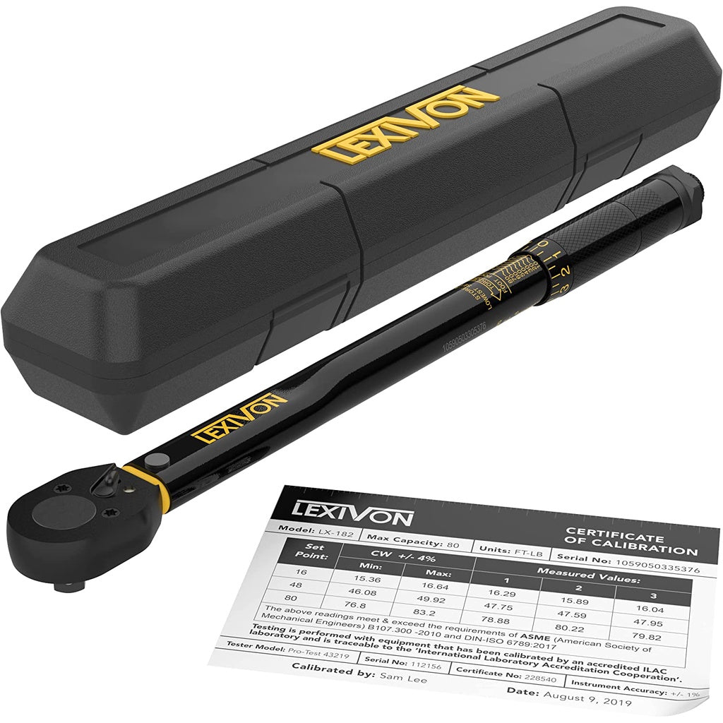 Lexivion 3/8-Inch Drive Click Torque Wrench 10~80 Ft-Lb/13.6~108.5 Nm (LX-182)