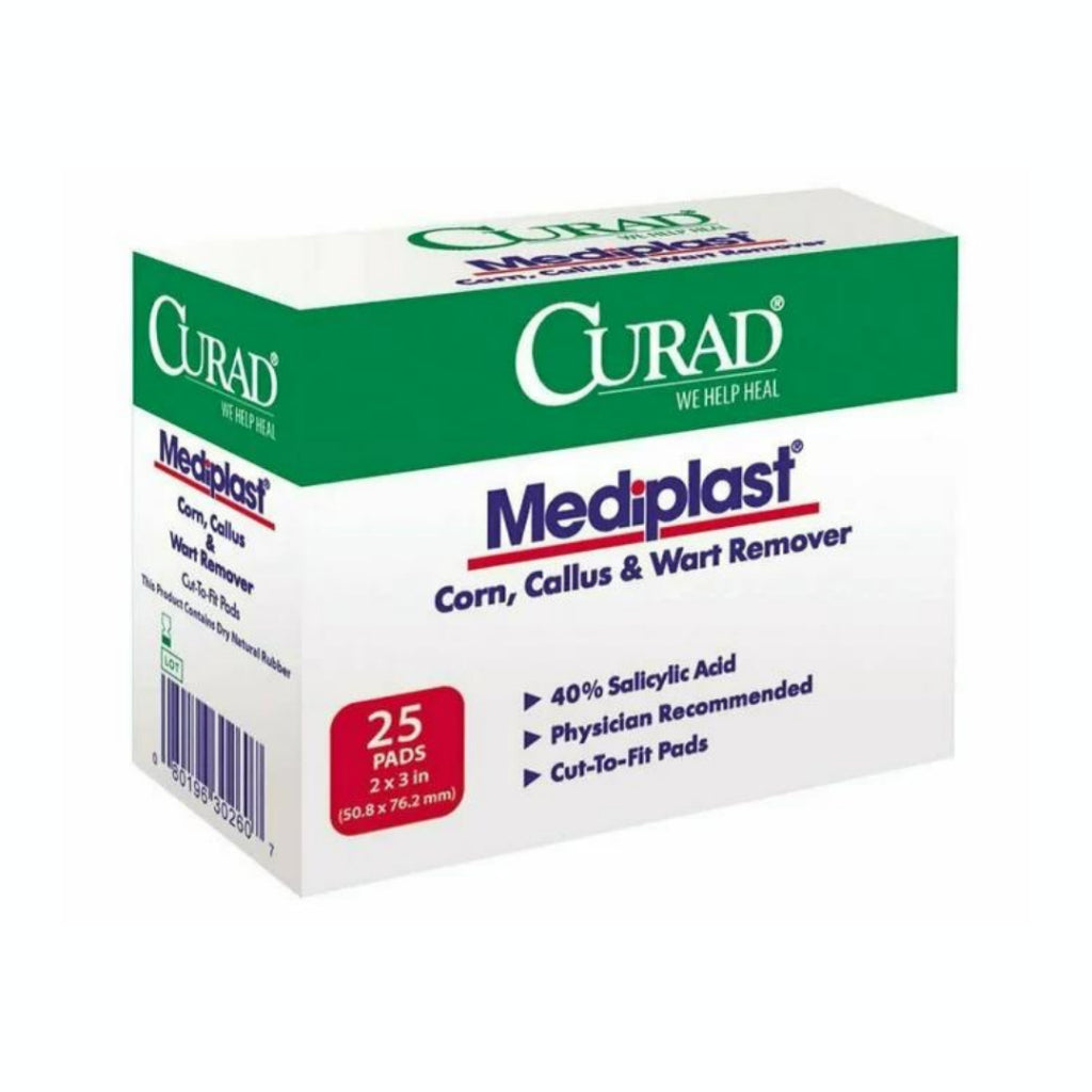 Curad Mediplast Corn, Callus & Wart & Wart Remover 25Pads 2x3in ( 50.8 x 76.2 mm)