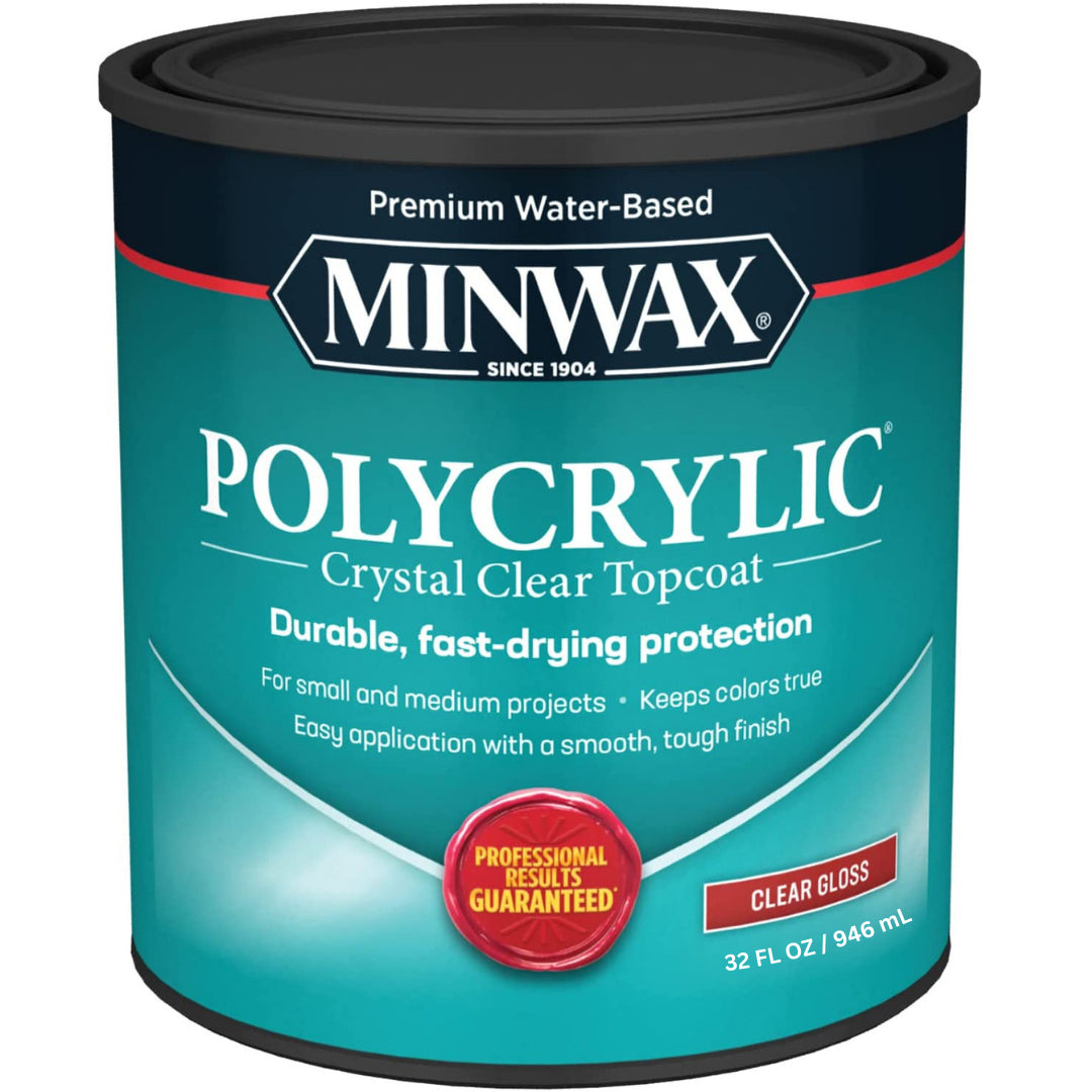 Minwax Polycrylic Crystal Clear Top Coat Durable Fast-Drying Protection - 946ml