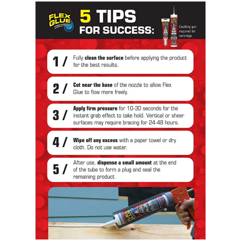 Flex Glue Strong Rubberized Waterproof Adhesive White Bond, Seal, Repair Super Thick Formula 180ml