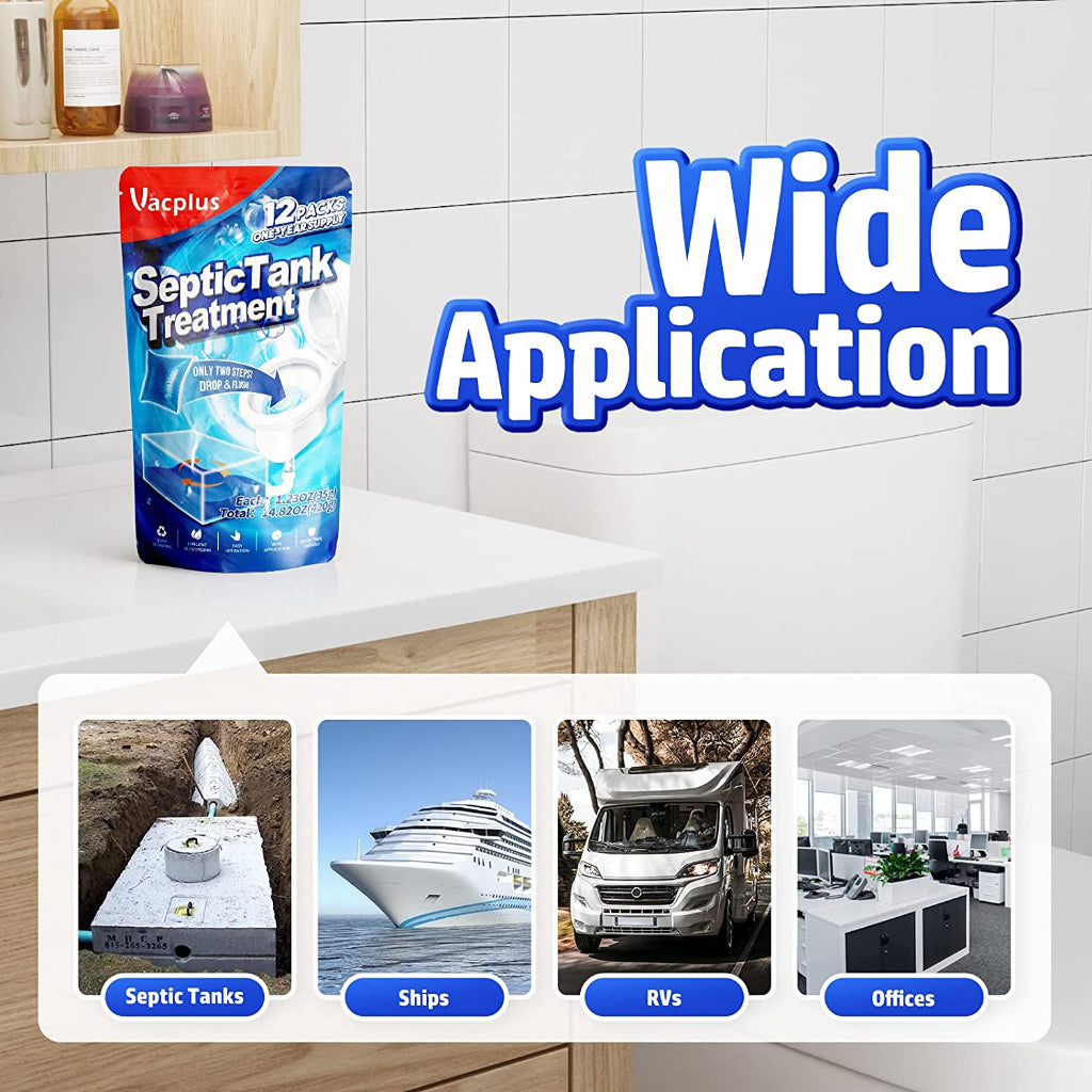 Vacplus Septic Tank Treatment | 12 packs One Year Supply - 420g